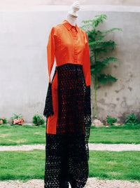 Orange Shantung SilkSet - Mwami