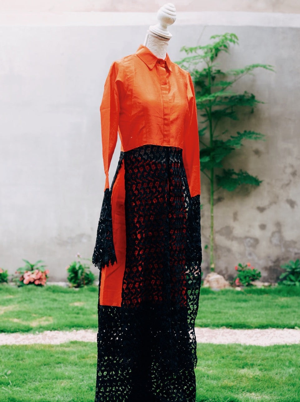 Orange Shantung SilkSet - Mwami