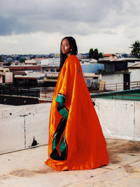 Shantung Silk Boubou - Bassam Orange - Mwami