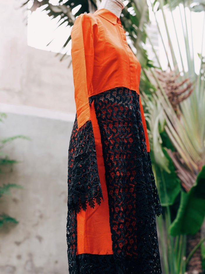 Orange Shantung SilkSet - Mwami