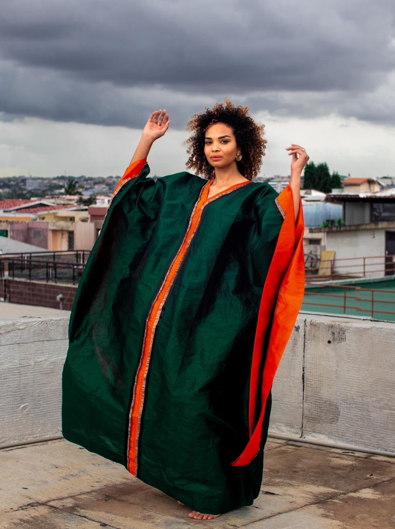 Shantung Silk Boubou - Cocody Green - Mwami