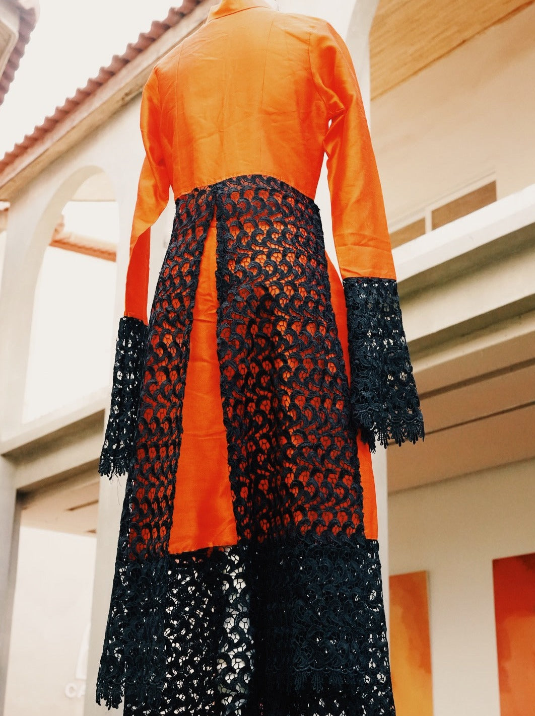 Orange Shantung SilkSet - Mwami