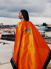 Shantung Silk Boubou - Bassam Orange - Mwami